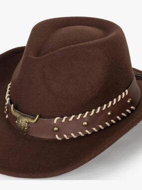 Kids Girls Boys Felt Fedora Hat Western Cowboy Cowgirl with Buckle Belt 2-7 Y/O